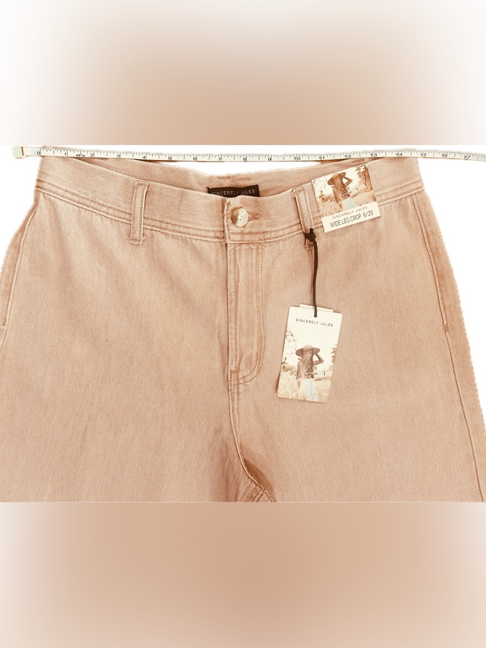 NWT Sincerely Jules SZ 9/29 Pink Salmon colored Cropped Jeans/Waist 29”-32” - Picture 4 of 7